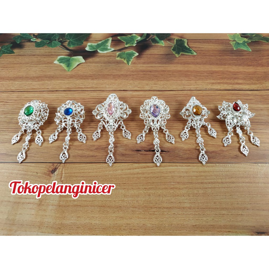 SATUAN Bros Kebaya /Bros Jilbab Mini Juntai Permata  warna  murah By Tokopelanginicer