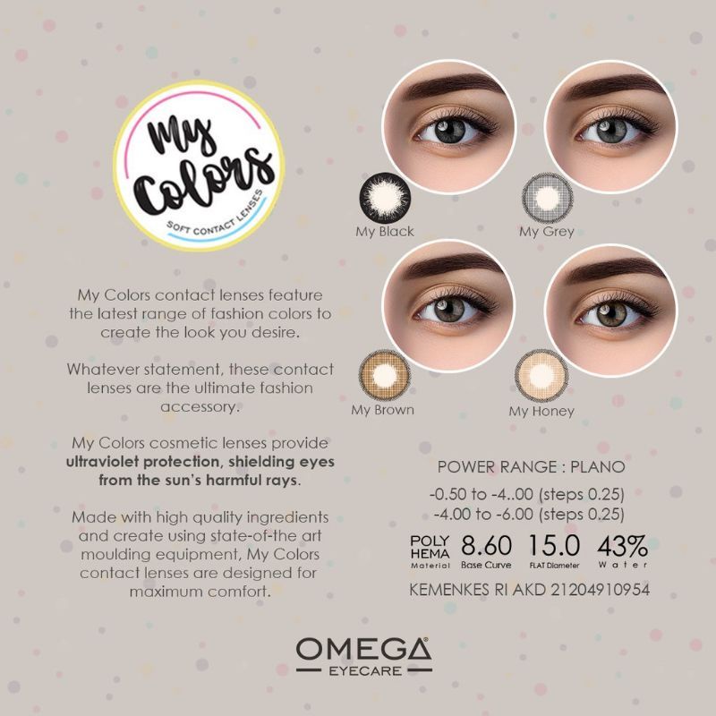 COD Paket Softlens My Colors Normal Dia 15mm + Air Softlens Ice 60ml + Pinset + Lenscase | Softlens Omega My Colors