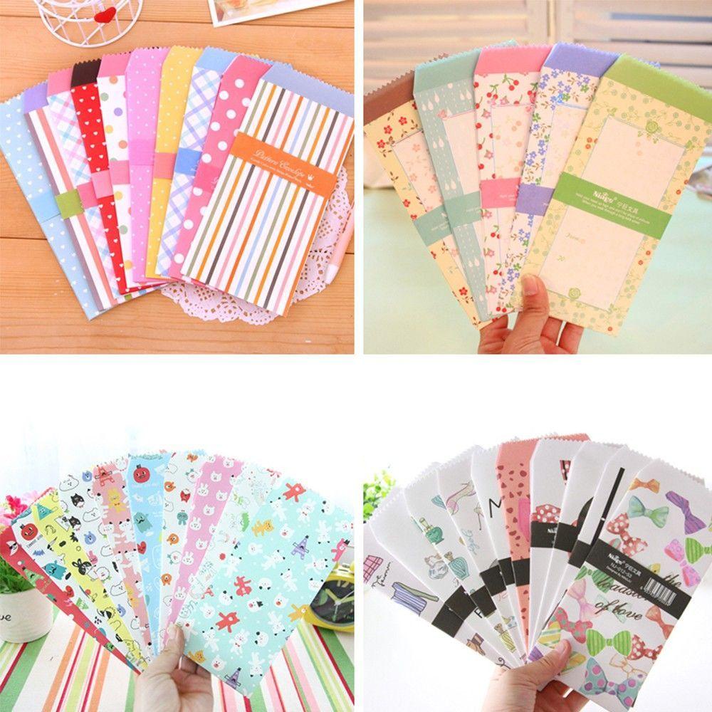 Quinton 20Pcs/4Pack Banyak Gaya Amplop Lucu Kartun Praktek Kantor Supply Kawaii Kertas Colorful Gift Card