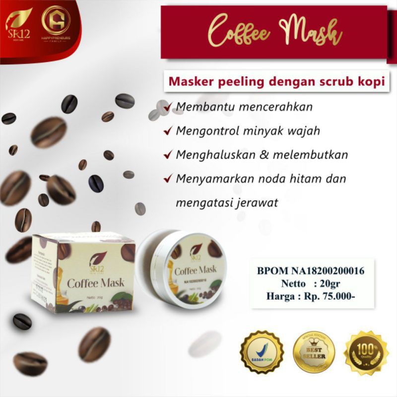 MASKER/MASKER WAJAH/MASKER KOPI/HERBAL/COFFEE MASK SR 12,20GRAM/SKINCARE