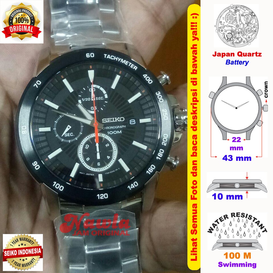 Seiko Criteria SNDC75P1 Chrono Sapphire Black - Jam Tangan Pria SNDC75