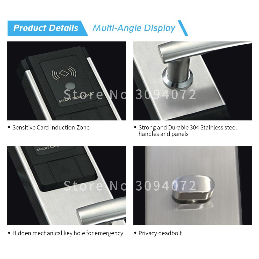 Door Lock With Card H1053 - SILVER [RIGHT] indojaya