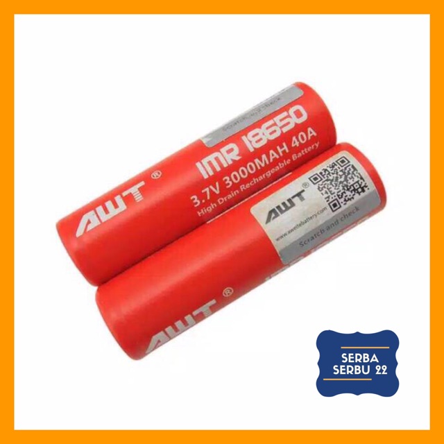 AWT IMR 18650 | 3000mah | 40A | High Drain Rechargeable Battery