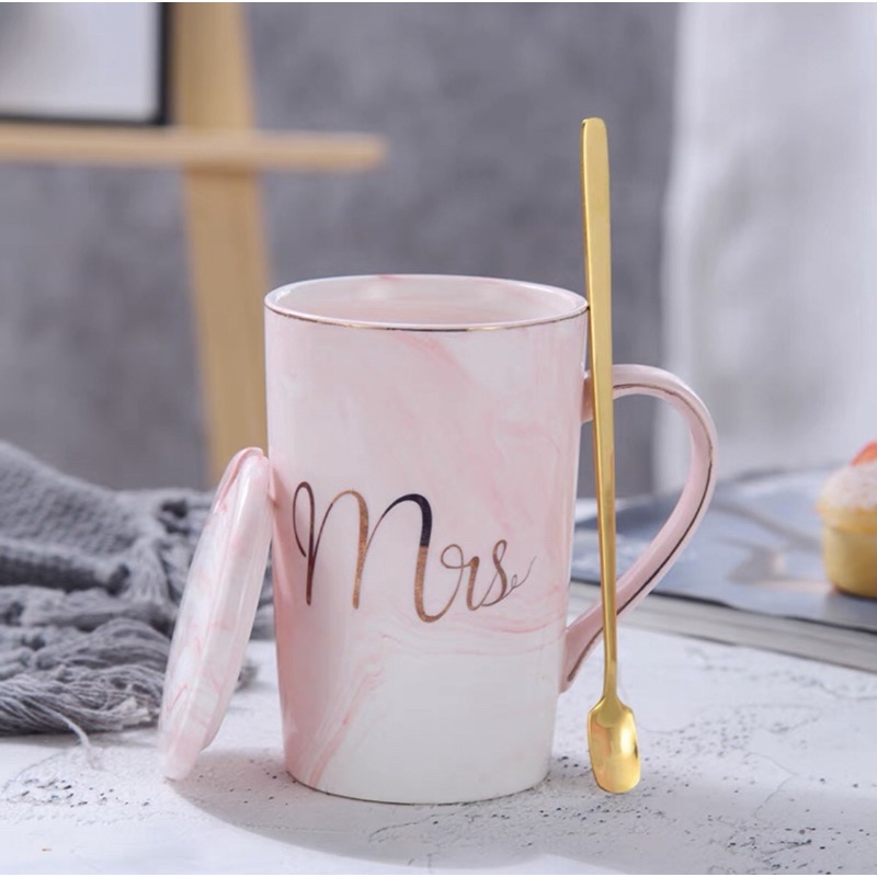 Gelas Mug Couple Pasangan Mr Mrs Marble Nordic