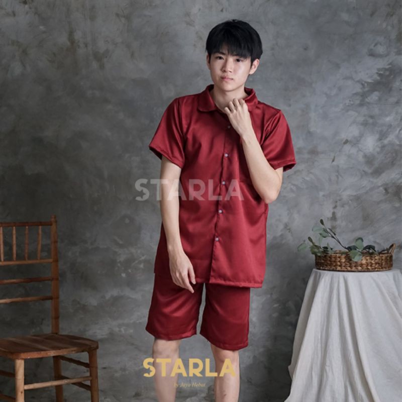 PIYAMA BAJU TIDUR PRIA SATIN PENDEK PIYAMA PRIA / STELAN PIYAMA LAKI / PIYAMA SATIN COWOK DEWASA