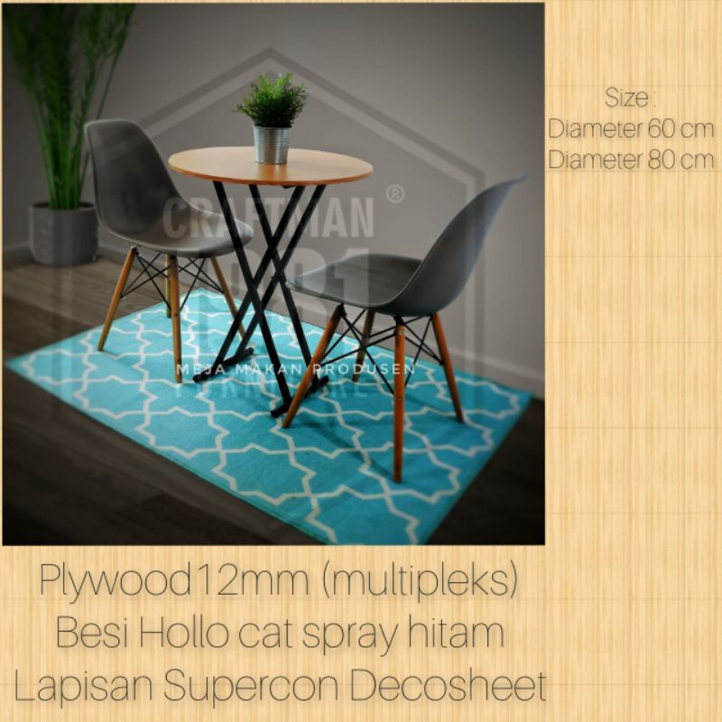 Meja Makan Bulat d60cm Meja Cafe Meja Resto Meja Mini Bar Meja Lipat