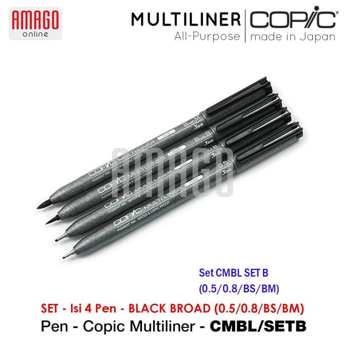 COPIC MULTILINER BLACK BROAD (4 PCS/SET) - CMBL/SETB