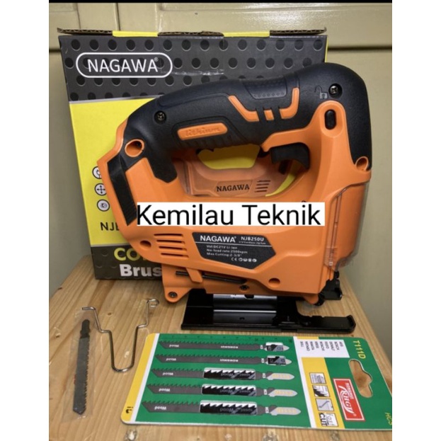 Mesin Gergaji Baterai Potong Jigsaw Cordless NAGAWA NJB250U Jig Saw Brushless Kayu Besi Aluminium
