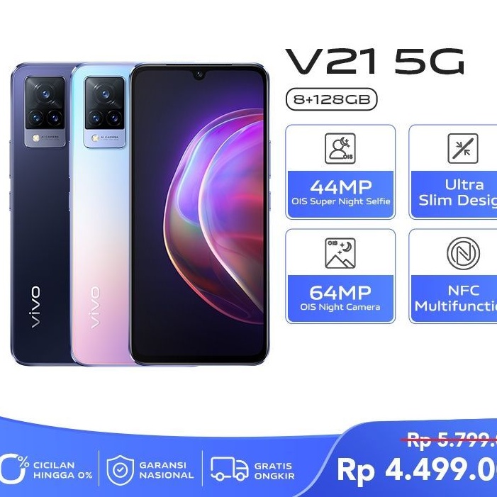 HP VIVO V21 5G RAM 8 128 GARANSI RESMI RAM8 + 4GB EXTENDED ROM 128GB ORIGINAL BARI 100% NEW