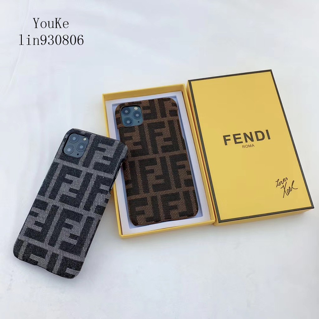 Case Motif Logo Fendi Warna Cokelat dan Abu-Abu untuk