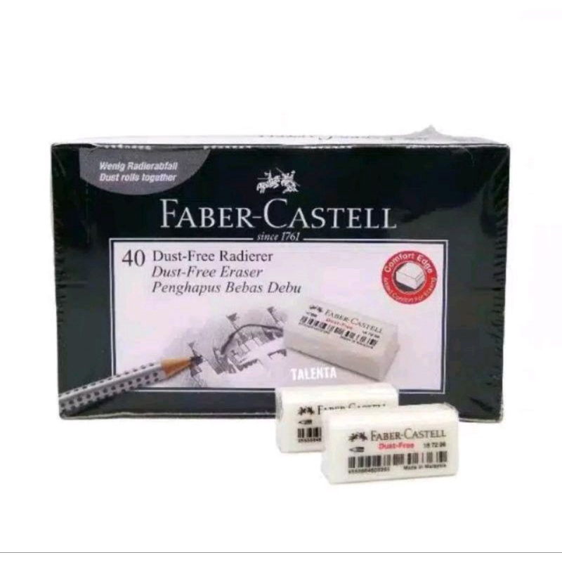 Penghapus Pensil Faber-Castell Dust Free Putih Kecil GROSIR 40 Pcs