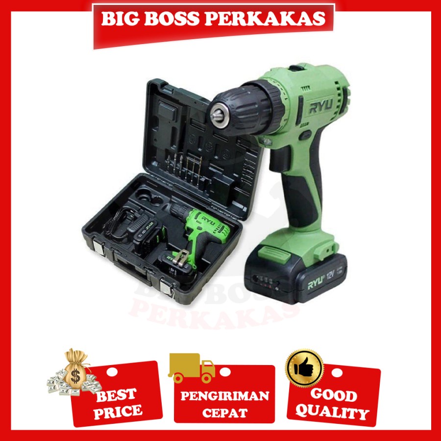 MESIN BOR CORDLESS RYU RCD 12V BOR BATRE BATERAI RYU RCD12