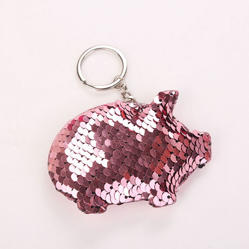 SIY  Key Ring Paillette Sequin Keys Storage Portable Pig Car Bag Decoration Key Chain