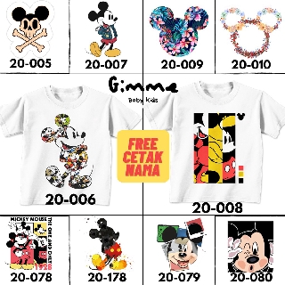  GRATIS NAMA Baju  Kaos COUPLE BAYI  ANAK  DAN DEWASA MICKEY 