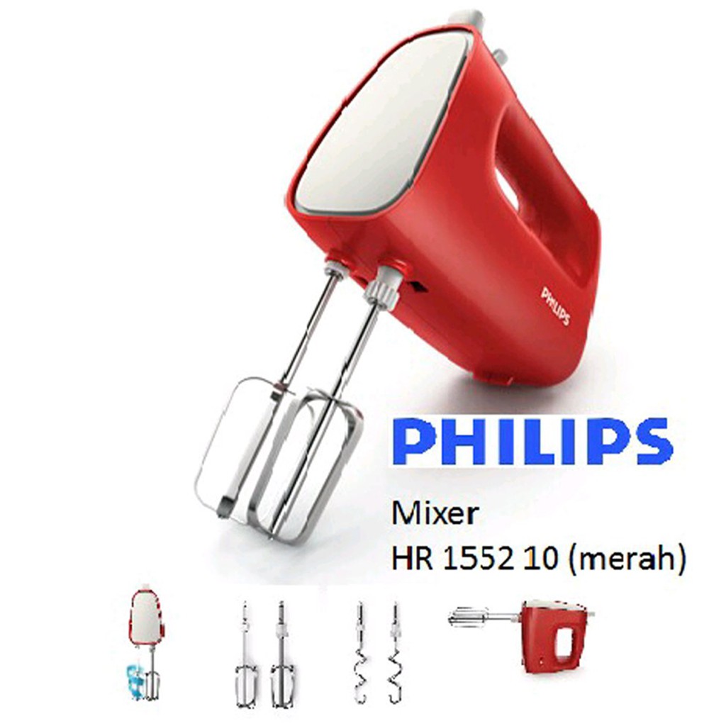 PHILIPS HR 1552 / 10 / MIXER TANGAN MERAH / HAND MIXER /  HD1552