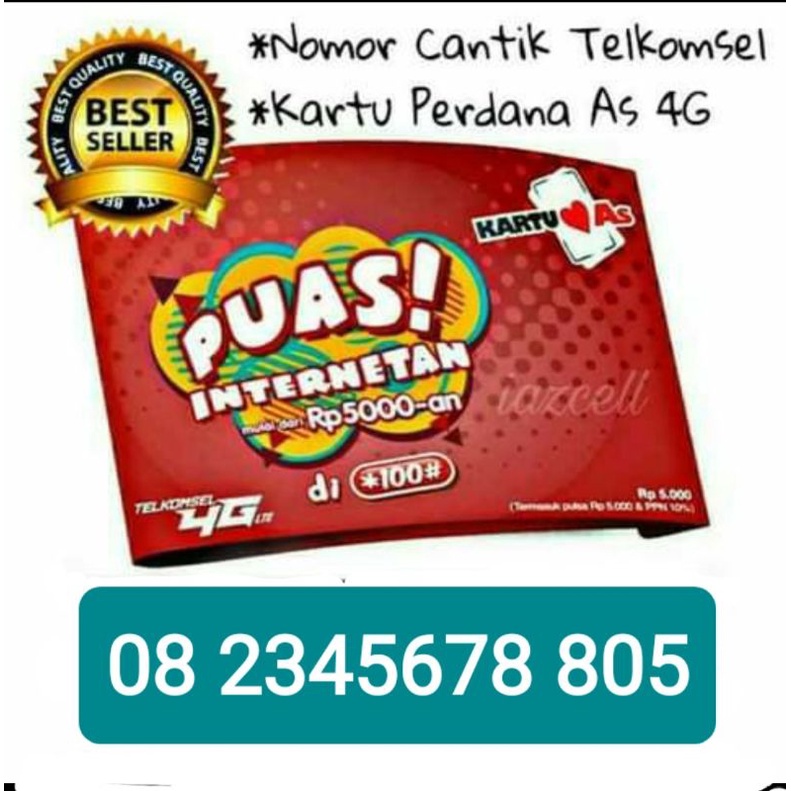 NOMOR CANTIK KARTU AS TELKOMSEL SERI BOS. 08 2345678 805