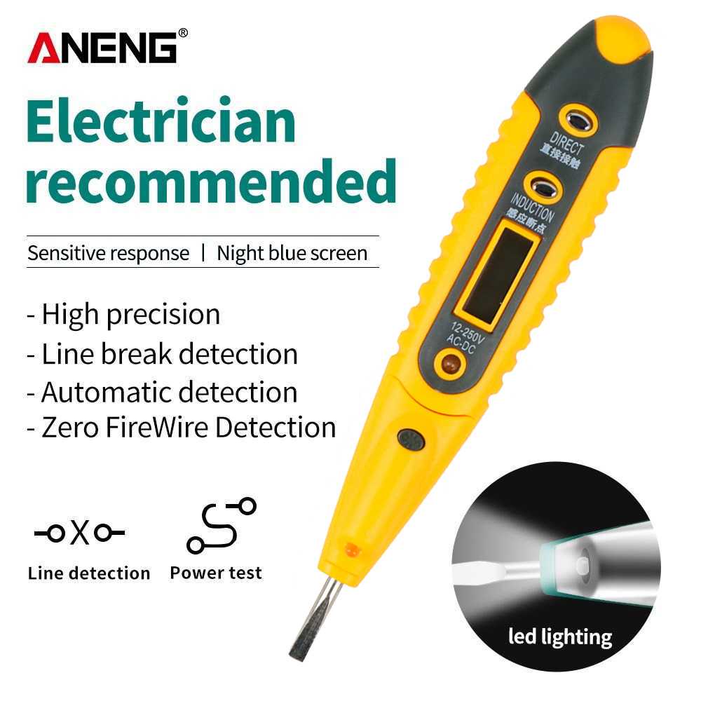 Test Pen Obeng Non Contact AC-DC Voltage Alert Detector 12V-250V LCD LED Senter