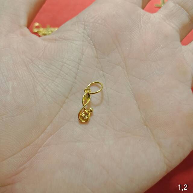 24K Mainan Liontin kalung anak dan dewasa emas asli 0,5 0.5 setengah 1 satu g gr gram S love Allah salib kubah