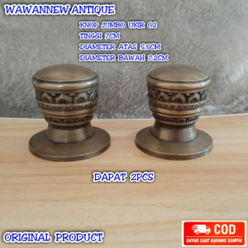 Knop Pintu / Handle Pintu / Gagang Lemari Pintu Rumah Kuningan Motif Ukir 02