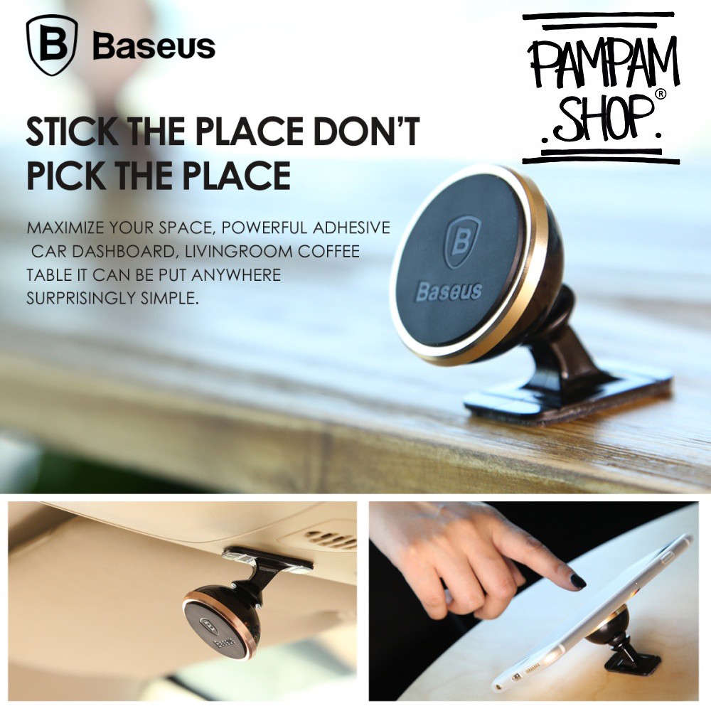 BASEUS ORIGINAL 360 Degree Rotation Magnetic Universal Mount Phone Holder Mobil Handphone Universal