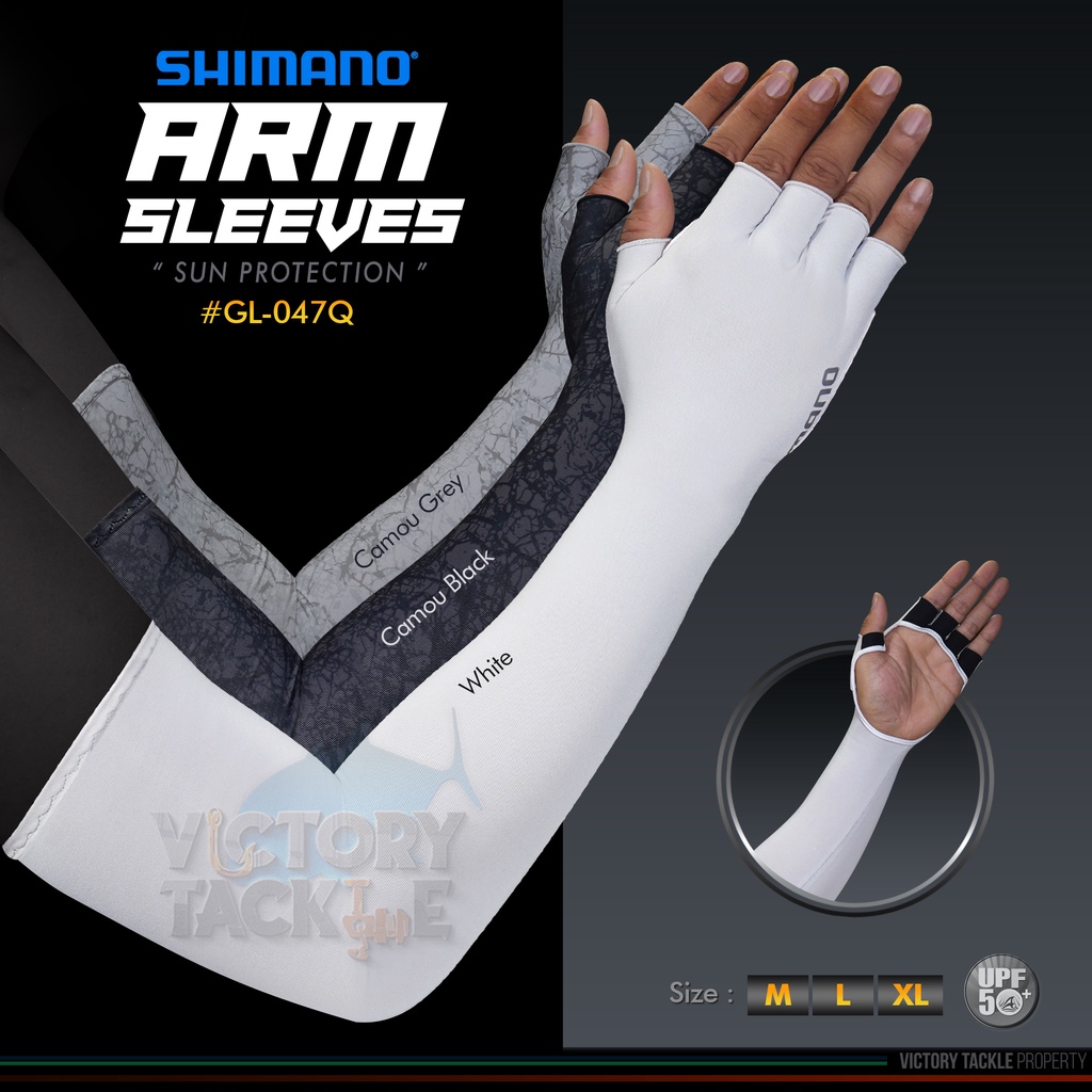 Arm Sleeves SHIMANO GL-047Q SUN PROTECTION MANSET TANGAN | HAND COVER FINGERLESS FISHING TOOLS