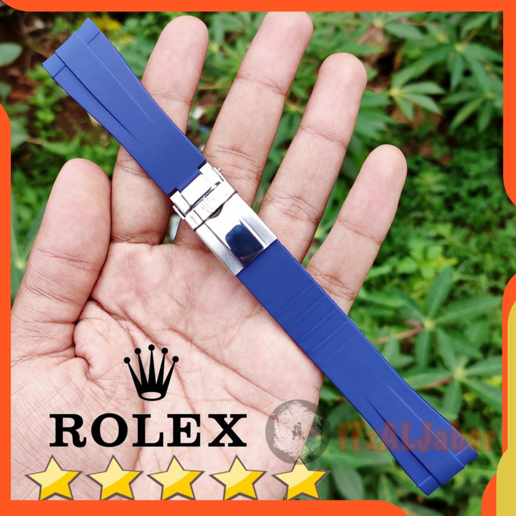 Tali jam tangan Rolex rubber strap 20mm full set Tali jam Rolex 20 mm - Biru gelap