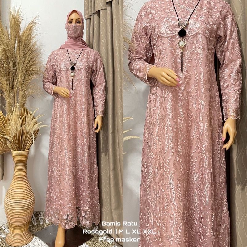 Gamis Pesta Brukat Mutiara