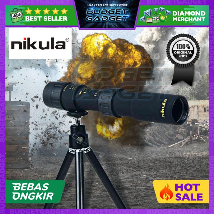 Nikula Monocular Telescope Teropong 10-30x25 Zoom Star Seller Temurah