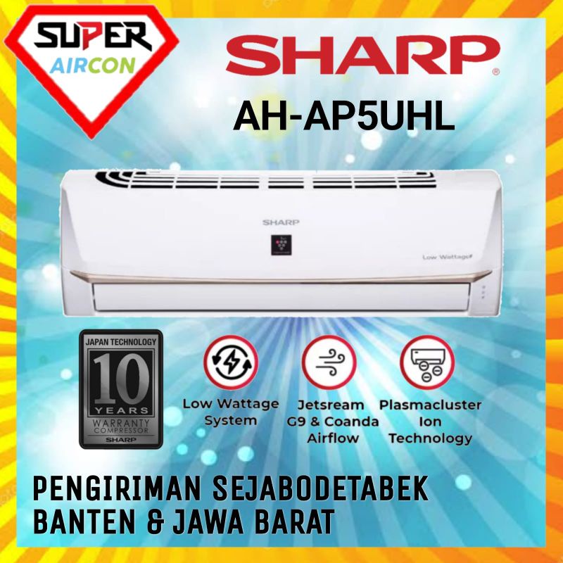 AC SHARP AH - AP 5 UHL 1/2 PK R32 AH-A5UHL + PASANG INSTALASI