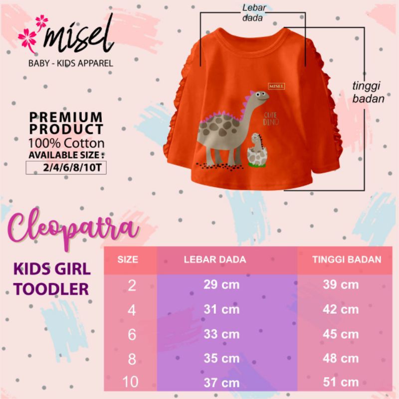 Kaos Anak perempuan lengan panjang Cleopatra 2-8 Tahun Original MISEL