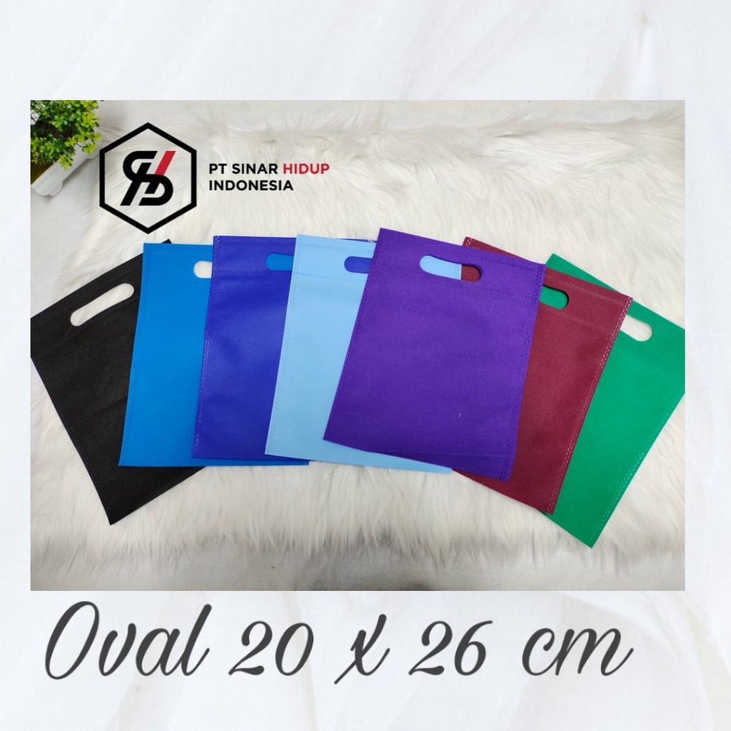 

Goodie Bag Tas Belanja Oval 30 X 40 Spunbond Tote Bag Sourvenir Weding Hajatan Perkodi ( 20 Pcs )