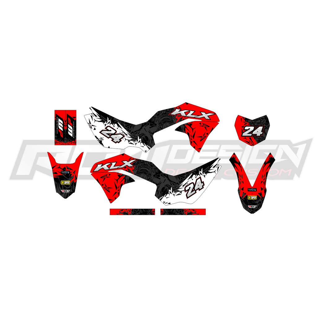 DECAL STICKER KLX 230 R (004) DEKAL STIKER MERAH HITAM PUTIH