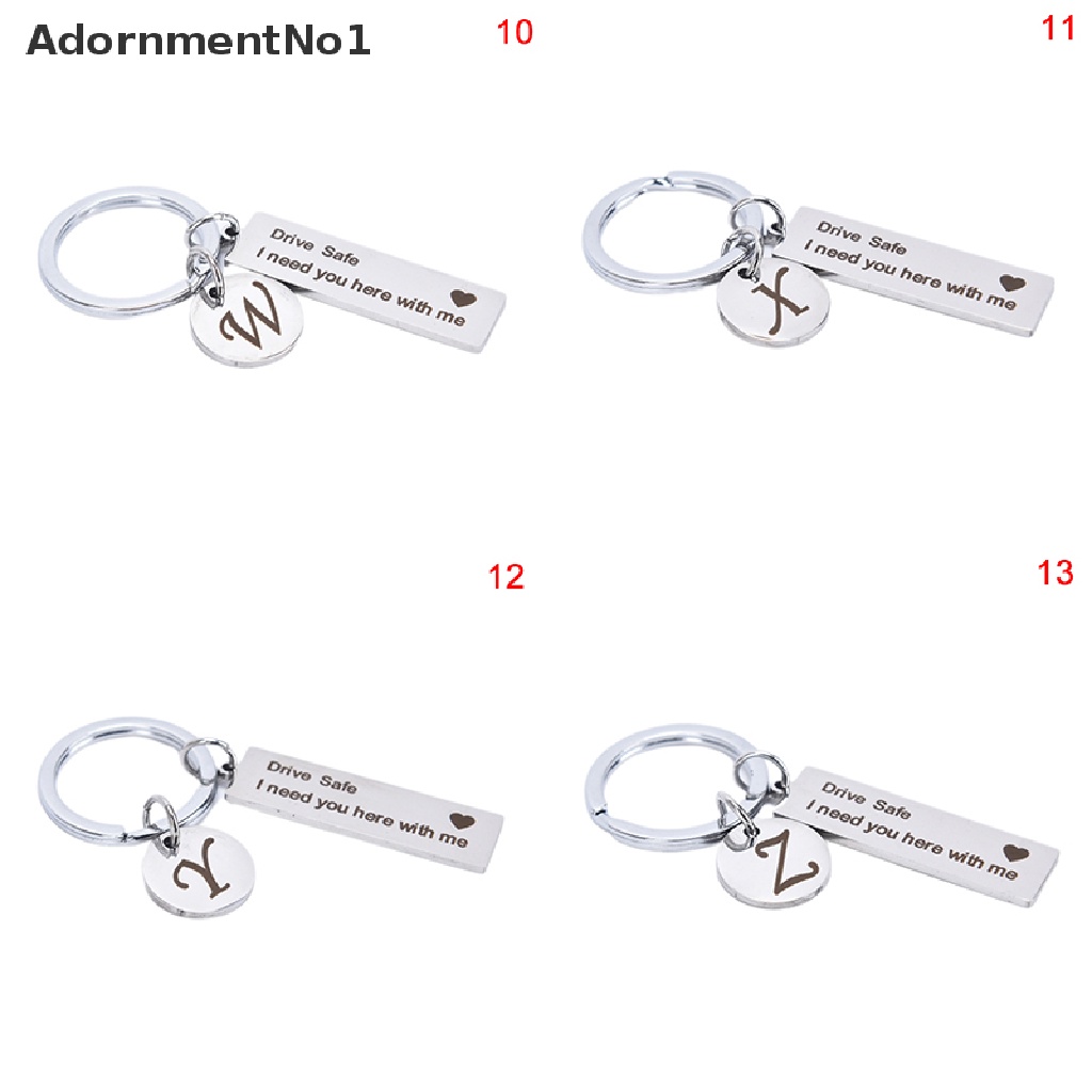 (AdornmentNo1) 1pc Gantungan Kunci Stainless Steel Motif Inisial Huruf Drive Safe