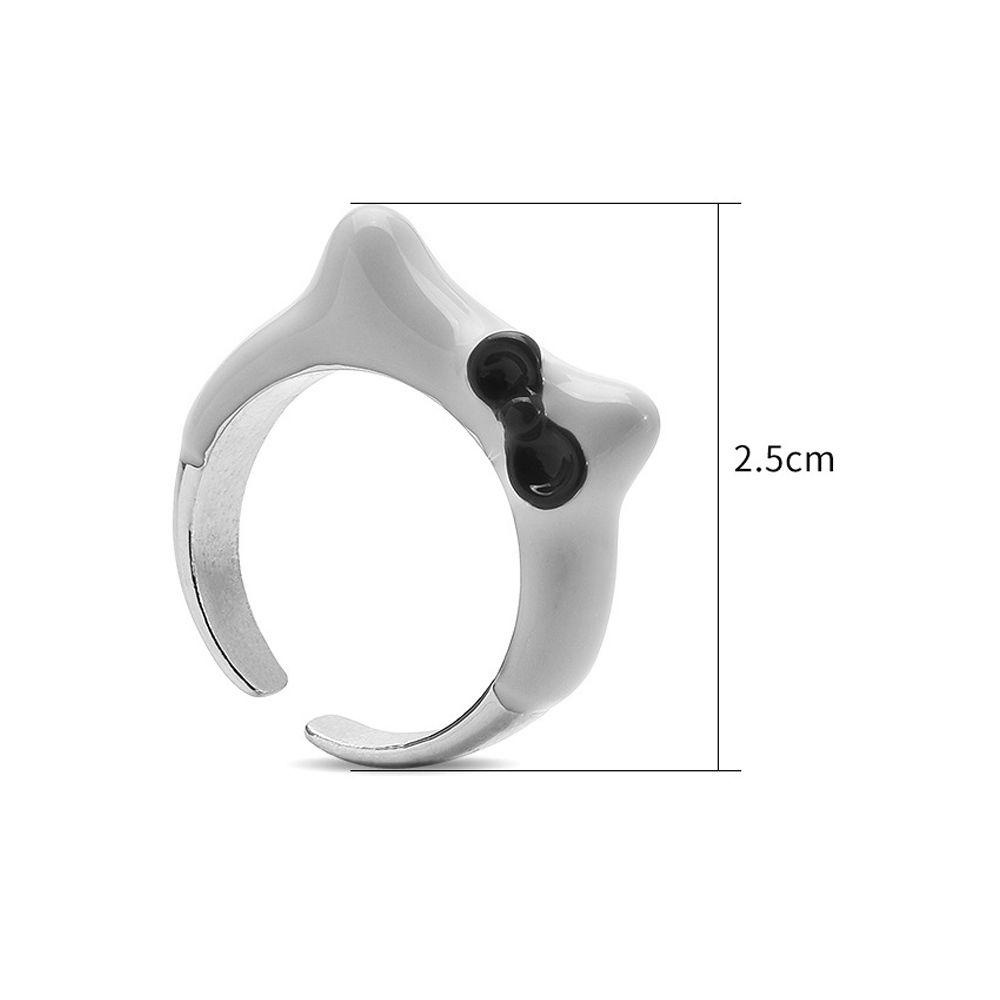 Needway  Wanita Pembukaan Cincin Manis Adjustable Enamel Drip Minyak Busur Anjing Jari Perhiasan