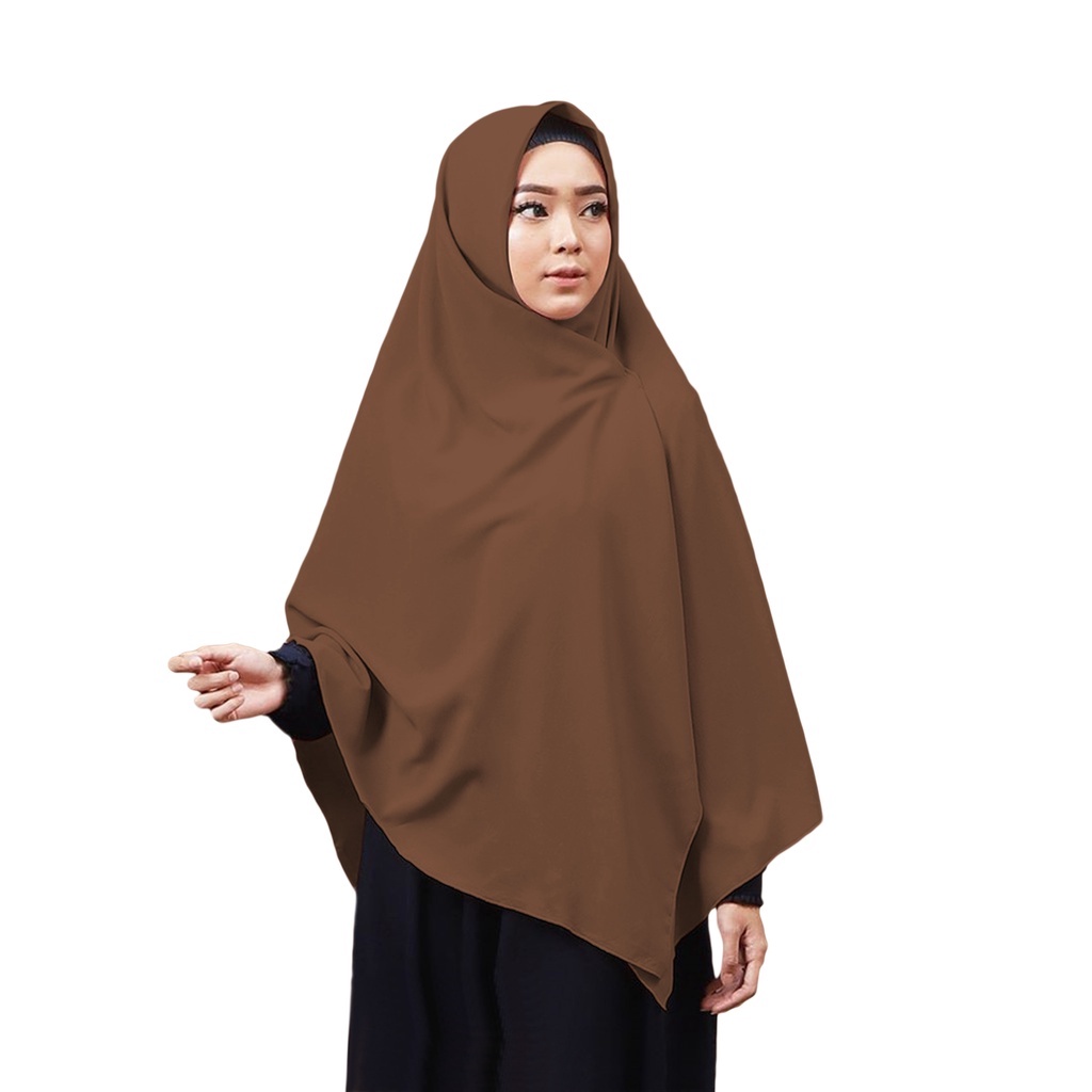 kerudung jilbab / hijab segi empat bahan wolpeach wolfis warna coklat milo / moka size ukuran 130x13