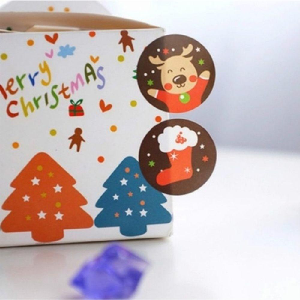 Populer 5per10lembar Stiker Natal Lucu DIY Animal Label Stationery Merry Xmas