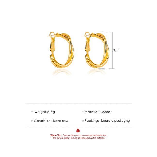 LRC Anting Tusuk Fashion White K Twisted Copper Gold-plated P85836