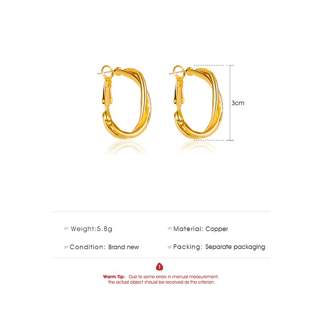 LRC Anting Tusuk Fashion White K Twisted Copper Gold-plated P85836