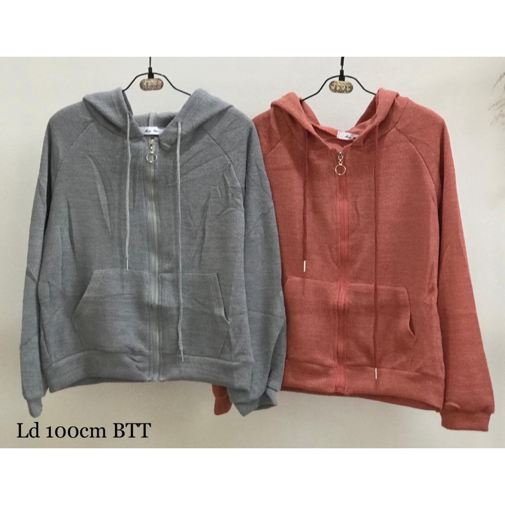 JAKET IMPORT MURAH JAKET HOODIE WANITA DOUBLE ZIP HOODIE KNIT JACKET