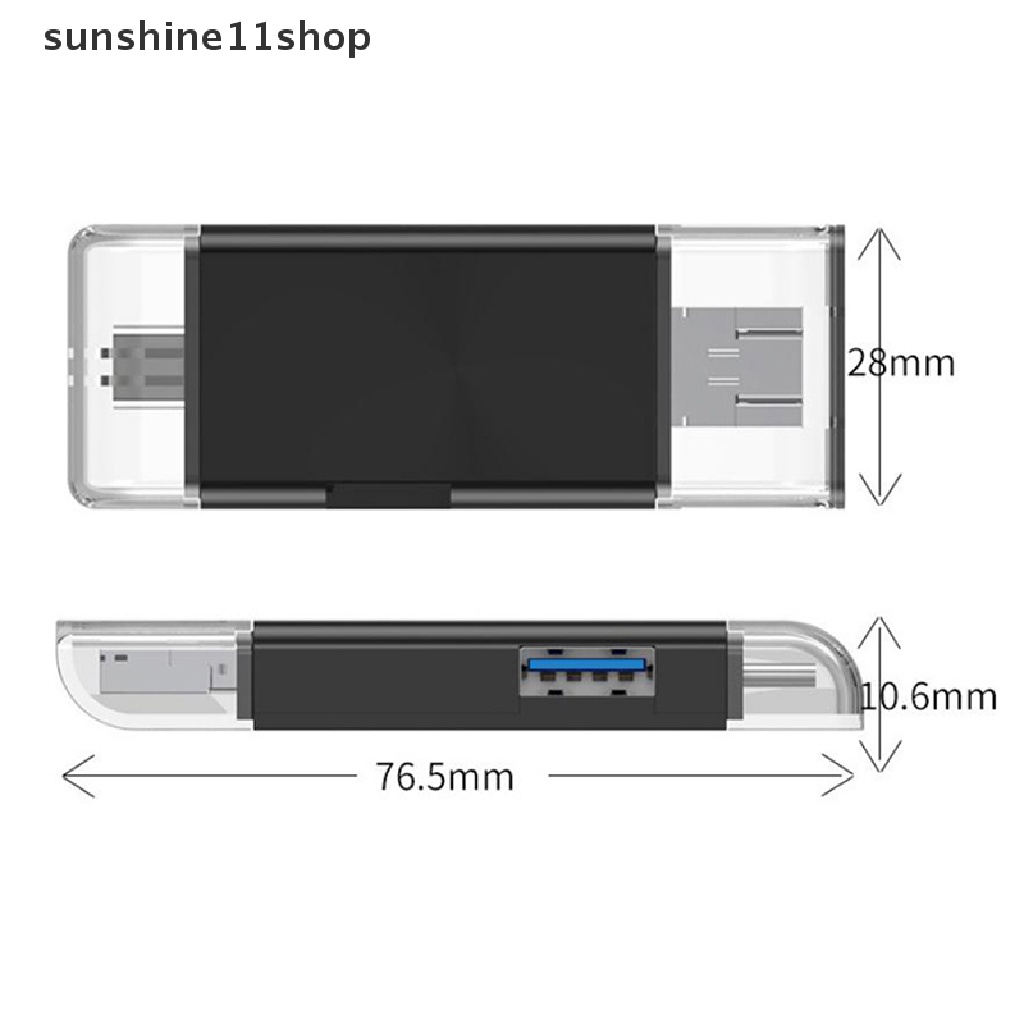 (SHO) Card Reader OTG Micro USB / Type C 3 In 1 Kecepatan Tinggi Untuk Handphone / Komputer