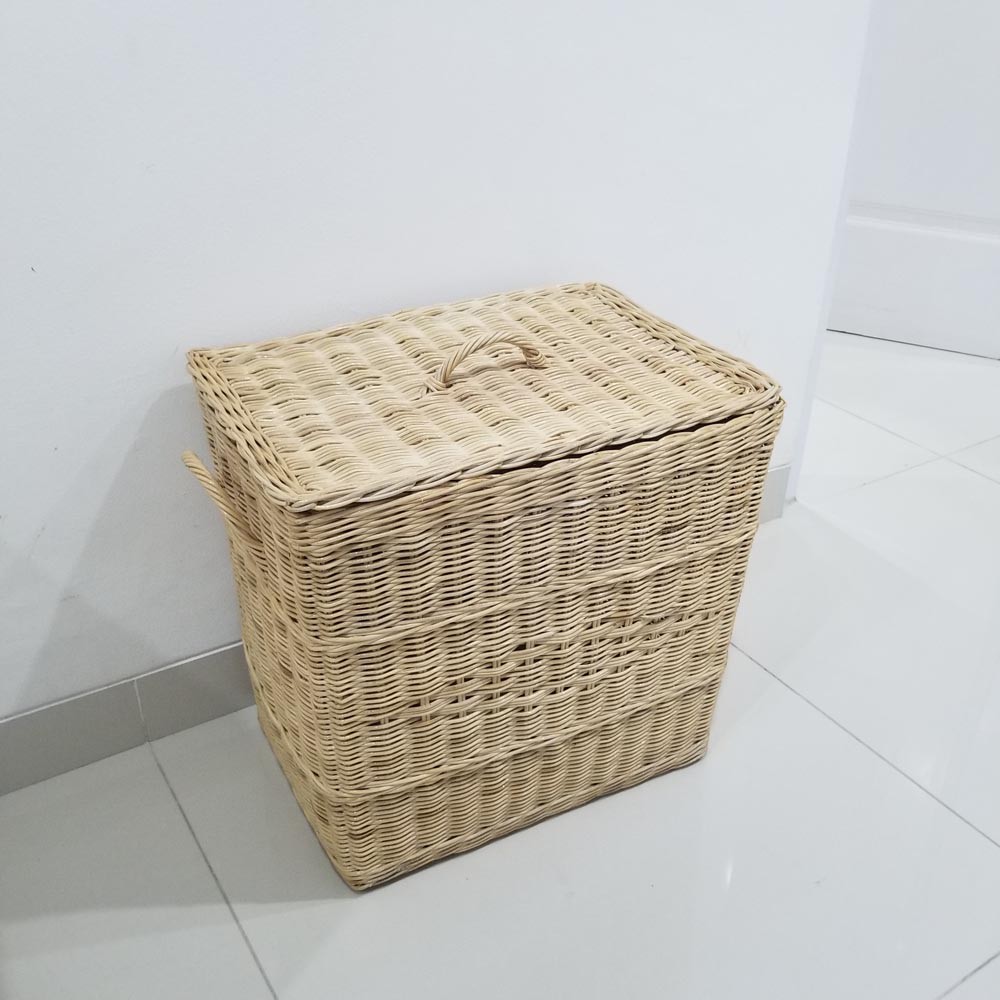 Kerajinan Tangan Rotan - Tempat Baju Laundry Kotak Besar - 42x30x40cm