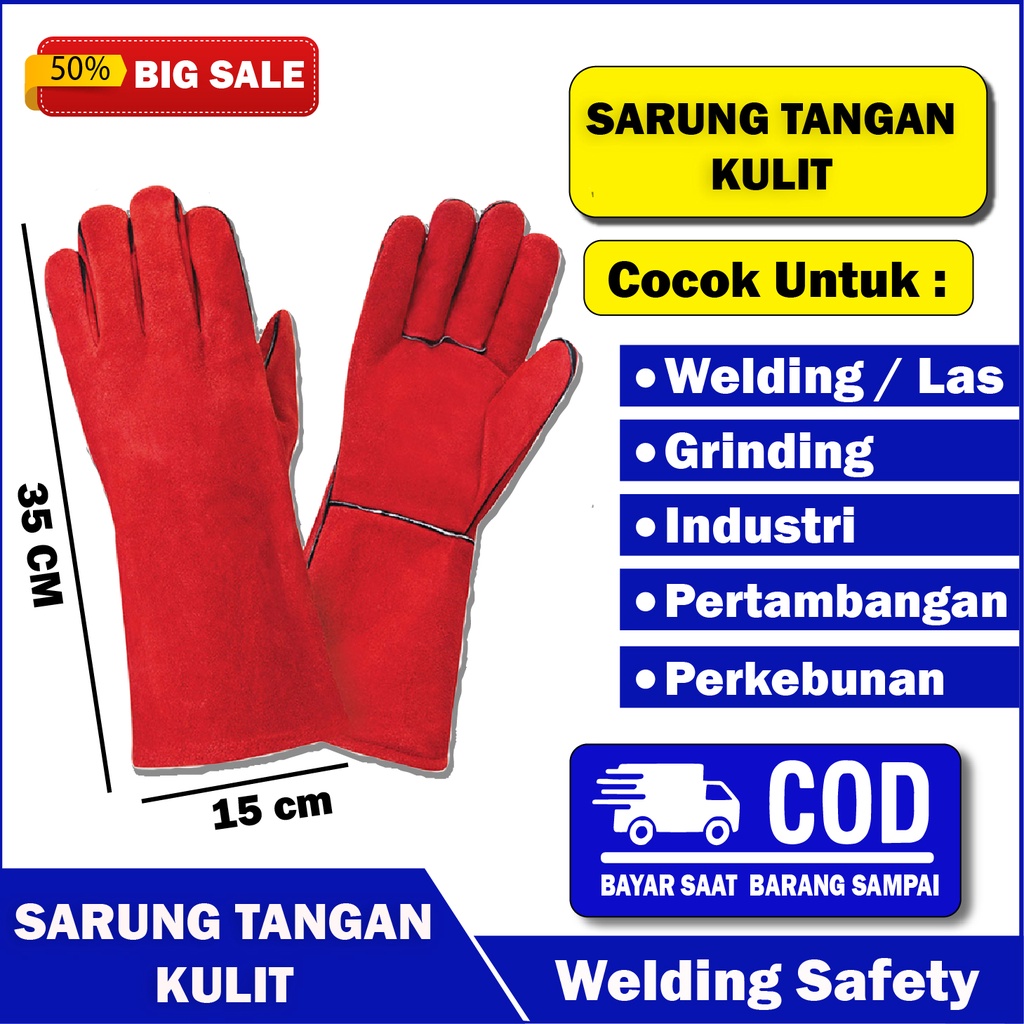 SARUNG TANGAN LAS LISTRIK ANTI PANAS SARUNG ARGON KULIT SAFETI SAFETY TEBAL SARUNG TANGAN LAS & OVEN