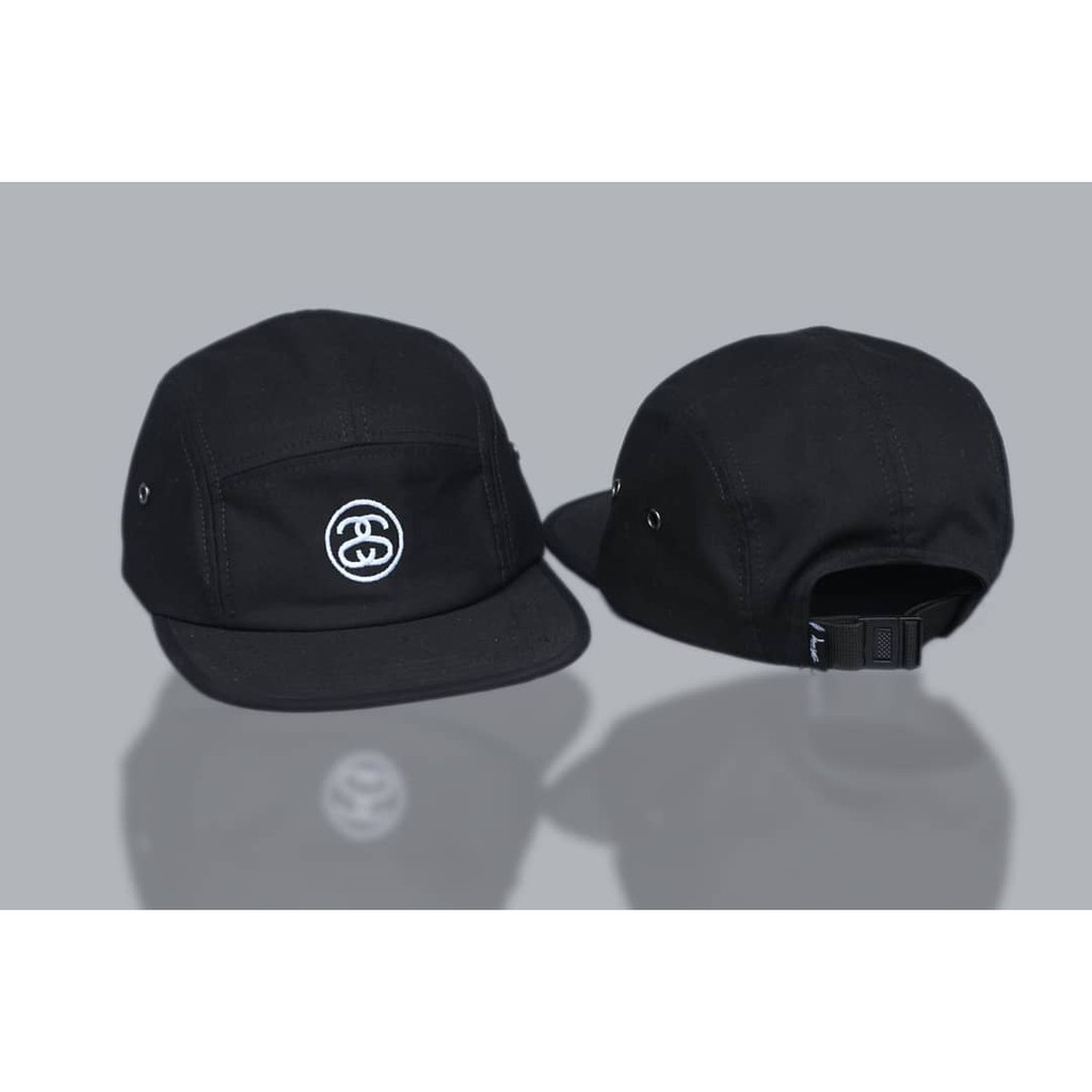 5 Panel Stussy SS Cap in Black
