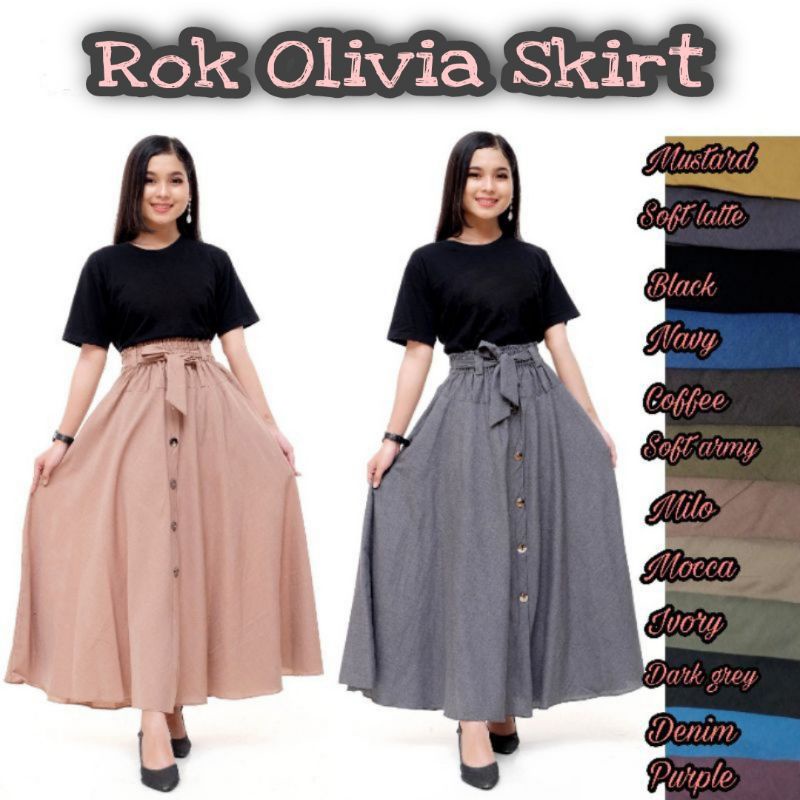 Rok Olivia Skirt Payung Katun Supernova Tebal PREMIUM Fit to XL Rok Panjang