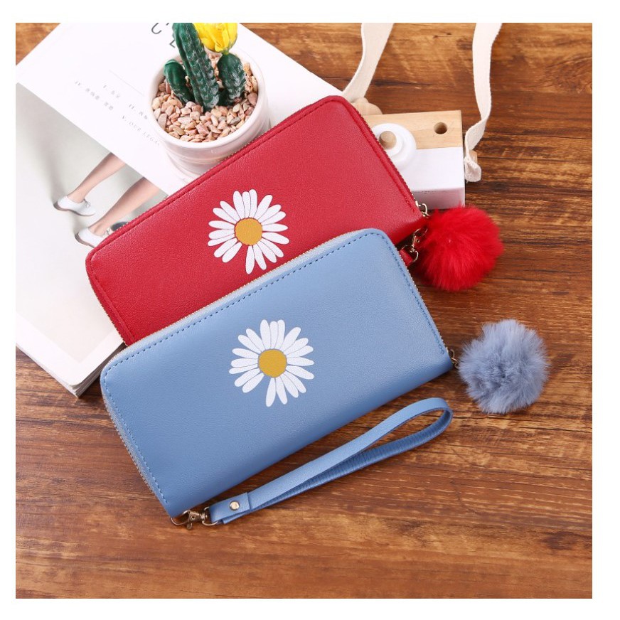 WBS - Dompet Wanita Koin / kartu Dompet Wanita Panjang Motif Bunga Daisy Korean Fashion / TF048-8
