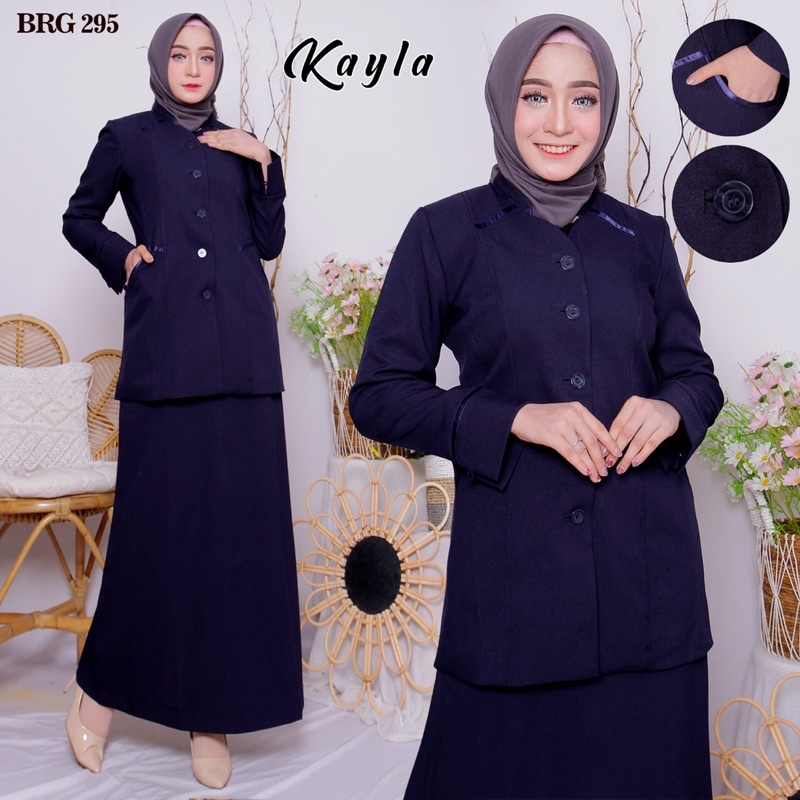 Seragam Blazer Biru Dongker Wanita Set rok pjg KD.296/seragam guru dongker wanita /Baju Dinas