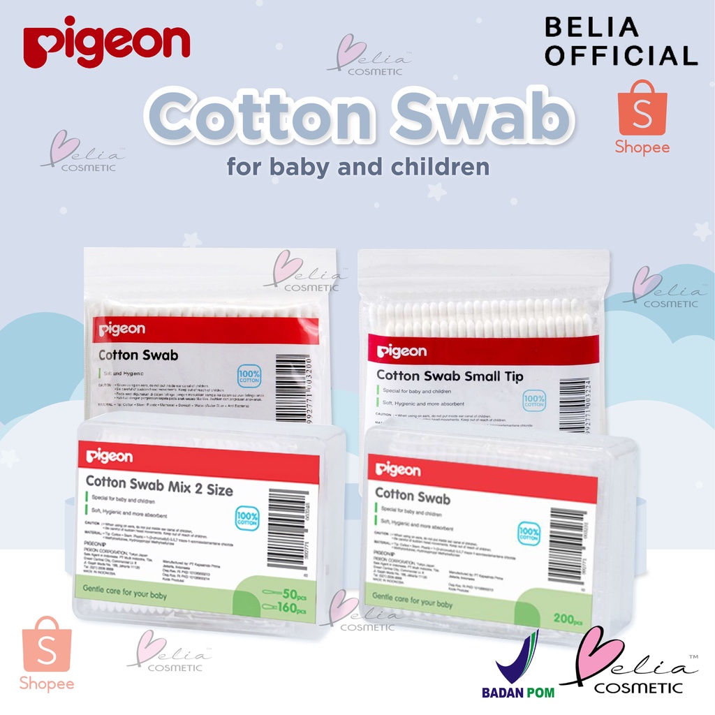 ❤ BELIA ❤ PIGEON Cotton Swab Bayi Baby Anak Children | Pembersih telinga | Cotton Bud Small Tip | Regular Tip | Mix (✔BPOM)