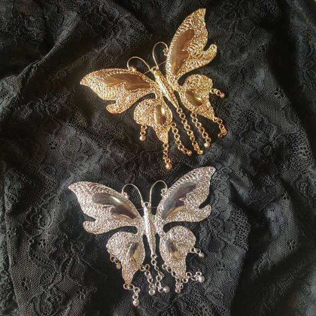 Bros kebaya kupu-kupu handmade tembaga etnik