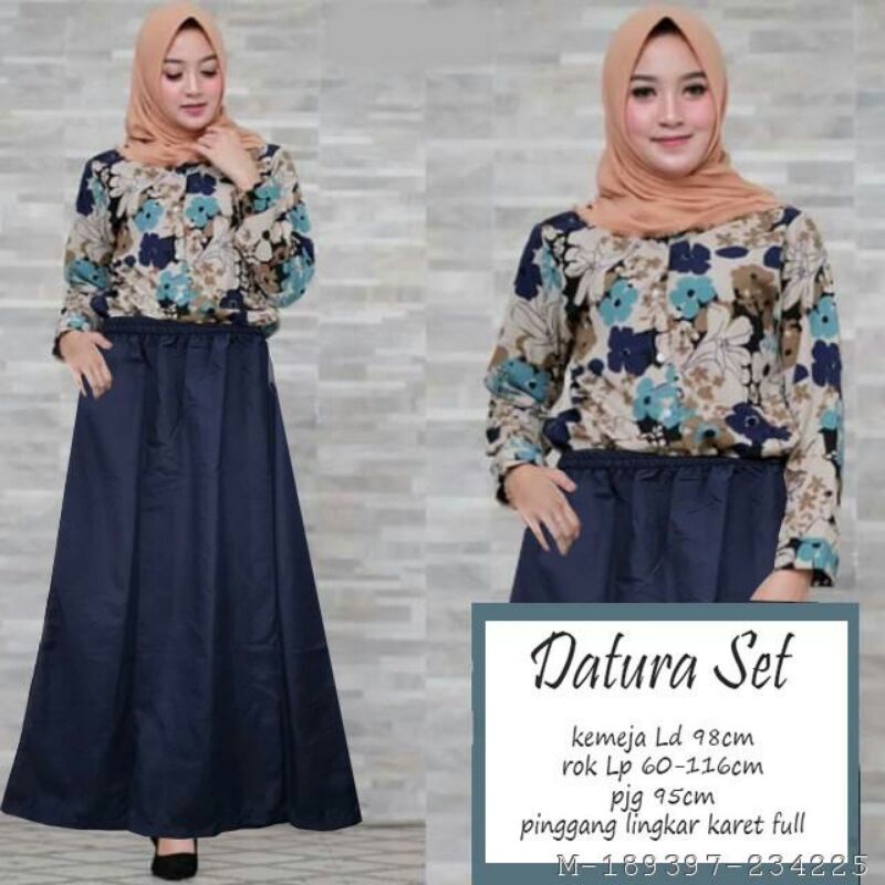 SET WANITA KEMEJA ROK KATUN Varias: datura navy set