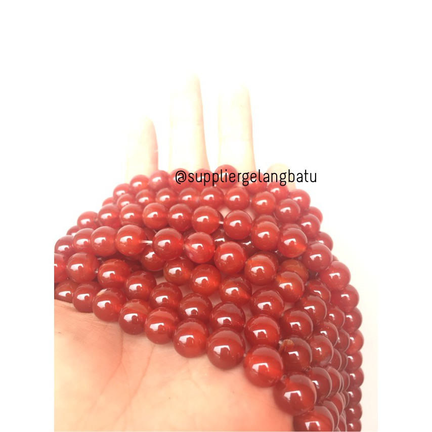 Red Agate manau merah red garnet natural glossy stone 10mm bahan gelang kalung